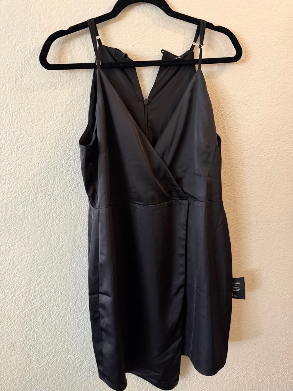 NWT Lulus Black Satin Mini Dress — Size XL